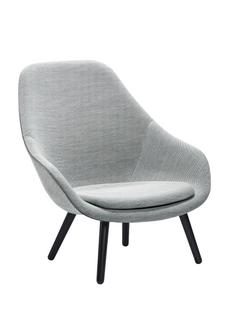 About A Lounge Chair High AAL 92 Hallingdal - light grey|Black lacquered oak|With seat cushion