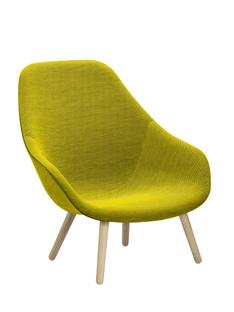 About A Lounge Chair High AAL 92 Hallingdal 420 - yellow|Soap treated oak|Without seat cushion