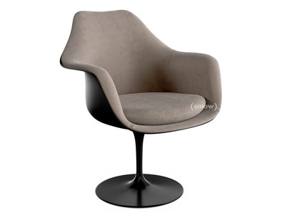 Saarinen Tulip Armchair Swivel|Upholstered inner shell and seat cushion|Black|Beige (Eva 177)