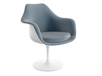 Saarinen Tulip Armchair Static|Upholstered inner shell and seat cushion|White|Steel (Eva 172)