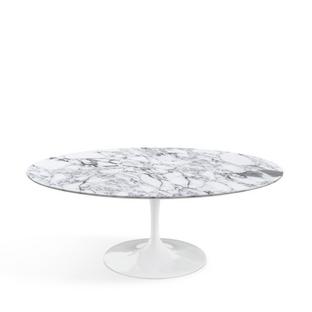 Saarinen Oval Sofa Table White|Arabescato marble (white with grey tones)