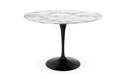 Saarinen Round Dining Table 107 cm|Black|Arabescato marble (white with grey tones)