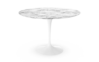 Saarinen Round Dining Table 107 cm|White|Arabescato marble (white with grey tones)