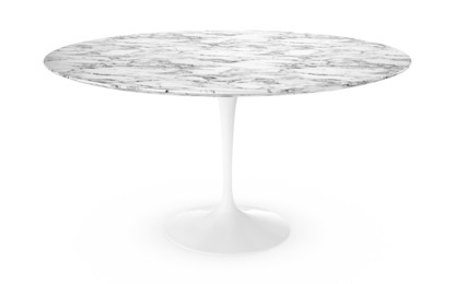 Saarinen Round Dining Table 137 cm|White|Arabescato marble (white with grey tones)