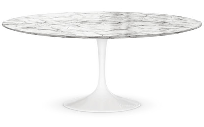 Saarinen Round Sofa Table Large (Height 38/39cm, ø 91 cm)|White|Arabescato marble (white with grey tones)