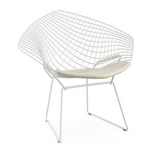Diamond Chair with cushion|Rilsan protective coating white|Vinyl white