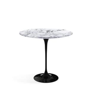 Saarinen Oval Side Table Black|Arabescato marble (white with grey tones)