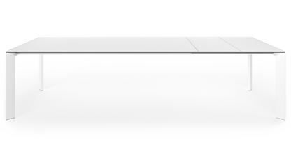 Nori dining table Fenix white with black edge|L 209-303 x W 100 cm|Aluminium with white lacquer