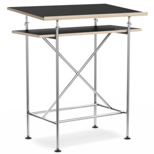 High Desk Milla 70cm|Chrome|Black melamine with oak edges