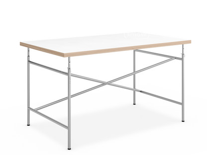 Children's Table Eiermann 120 x 70 cm|Melamine white with oak edges|Silver