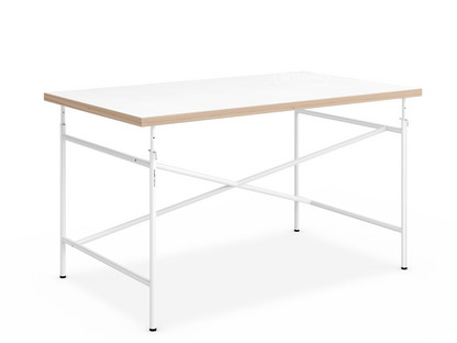 Children's Table Eiermann 120 x 70 cm|Melamine white with oak edges|White