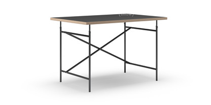 Eiermann Table Linoleum black (Forbo 4023) with oak edge|120 x 80 cm|Black|Vertical,  offset (Eiermann 2)|100 x 66 cm