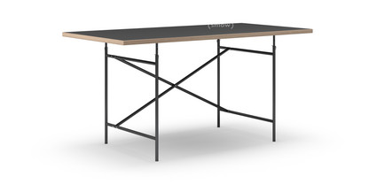 Eiermann Table Linoleum black (Forbo 4023) with oak edge|160 x 80 cm|Black|Vertical,  offset (Eiermann 2)|100 x 66 cm