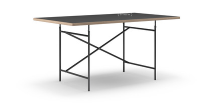 Eiermann Table Linoleum black (Forbo 4023) with oak edge|160 x 90 cm|Black|Vertical,  offset (Eiermann 2)|100 x 66 cm
