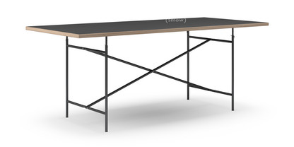 Eiermann Table Linoleum black (Forbo 4023) with oak edge|200 x 90 cm|Black|Vertical,  centred (Eiermann 2)|135 x 66 cm