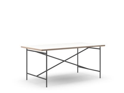 Eiermann 2 Dining Table White melamine with oak edge|160 x 83 cm|Black