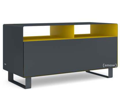 TV Lowboard R 108N Anthracite grey (RAL 7016) - Traffic yellow (RAL 1023)|Sledge base lacquered in same colour as unit exterior