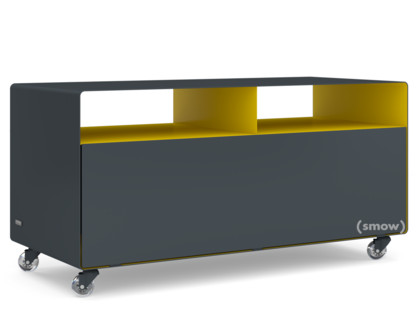 TV Lowboard R 108N Anthracite grey (RAL 7016) - Traffic yellow (RAL 1023)|Transparent castors