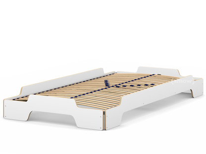 Stacking Bed 100 x 200|White CPL, edges oiled and waxed|Solid wood frame