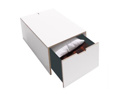 Bett drawer 16 L 93,1 x W 46,8|Melamine white with birch edge|Classic (without castors)