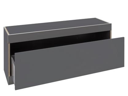 Flai storage bench Melamine anthracite with birch edge|With drawer|Without seat pad