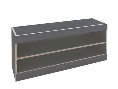 Flai storage bench Melamine anthracite with birch edge|Open|Without seat pad