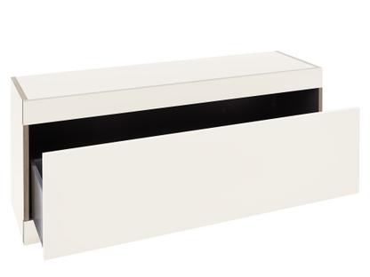 Flai storage bench Melamine white with birch edge|With drawer|Without seat pad