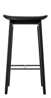 NY11 Bar Stool Kitchen version: seat height 65 cm|Black stained oak|Ultra leather black