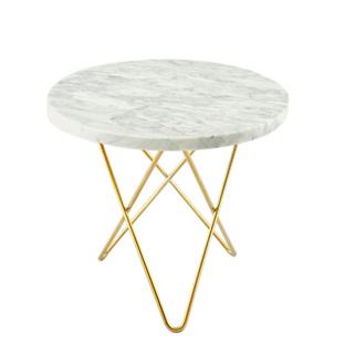 Mini O Table White Carrara|Brass