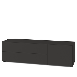 Nex Pur Box 2.0 with drawers and doors 48 cm|H 50 cm x B 180 cm (with door and two drawers)|Graphite