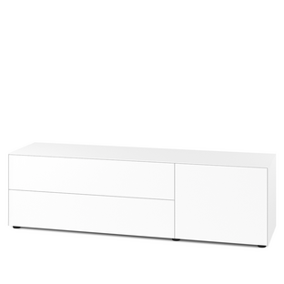 Nex Pur Box 2.0 with drawers and doors 48 cm|H 50 cm x B 180 cm (with door and two drawers)|White