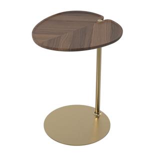 Leaf-1 Side Table Oval|Brass, bronzed|Walnut natural oiled