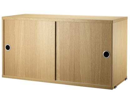 String System Cabinet With Sliding Doors Oak veneer|30 cm
