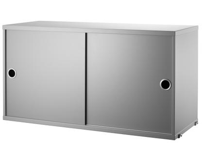 String System Cabinet With Sliding Doors Grey lacquered|30 cm