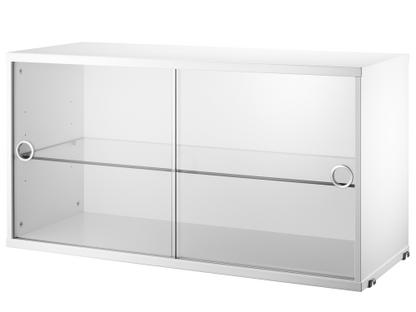 String System Display Cabinet With Sliding Glass Doors White lacquered