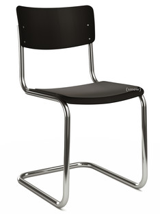S 43 Classic Chrome-plated frame|Lacquered beech|Deep black (RAL 9005)|Seat pad without upholstery black|No glides
