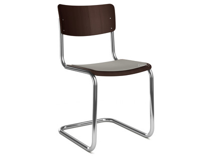 S 43 Classic Chrome-plated frame|Stained beech|Dark brown (TP 89)|Seat pad without upholstery light grey melange|No glides