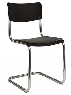 S 43 Classic Chrome-plated frame|Stained beech|Black (TP 29)|Seat pad without upholstery black|No glides