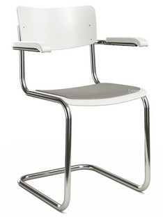 S 43 F Classic Chrome-plated frame|Lacquered beech|Pure white (RAL 9010)|Seat pad without upholstery light grey melange|No glides
