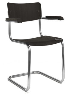S 43 F Classic Chrome-plated frame|Stained beech|Black (TP 29)|Without seat pad|Black plastic glides with felt