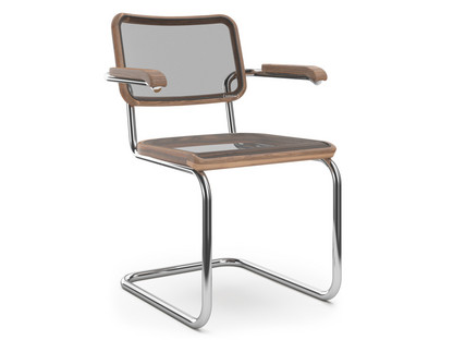 S 32 N / S 64 N Pure Materials Cantilever Chair Oiled Walnut|Chrome-plated|With armrests|Black plastic glides with felt