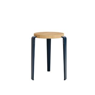 LOU Stool, solid wood Solid oak|Mineral blue