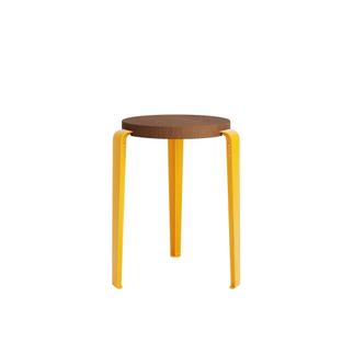 LOU Stool, solid wood Tinted oak|Sunflower yellow