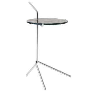 Halten Side Table Polished stainless steel & Smoked cast glass