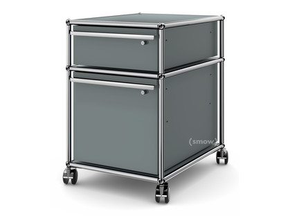 USM Haller Mobile Pedestal with Hanging File Basket All compartments with a lock|Mid grey RAL 7005