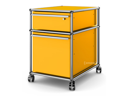 USM Haller Mobile Pedestal with Hanging File Basket Only A6-drawer with lock|Golden yellow RAL 1004