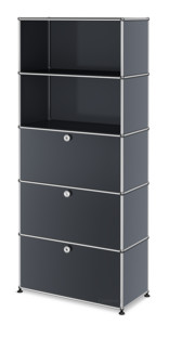 USM Haller Storage Unit M, Customisable Anthracite RAL 7016|Open|With drop-down door|With drop-down door|With drop-down door