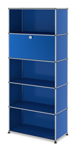 USM Haller Storage Unit M, Customisable Gentian blue RAL 5010|With drop-down door|Open|Open|Open
