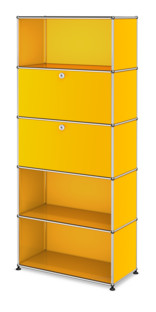 USM Haller Storage Unit M, Customisable Golden yellow RAL 1004|With drop-down door|With drop-down door|Open|Open