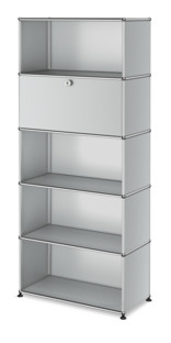 USM Haller Storage Unit M, Customisable USM matte silver|With drop-down door|Open|Open|Open